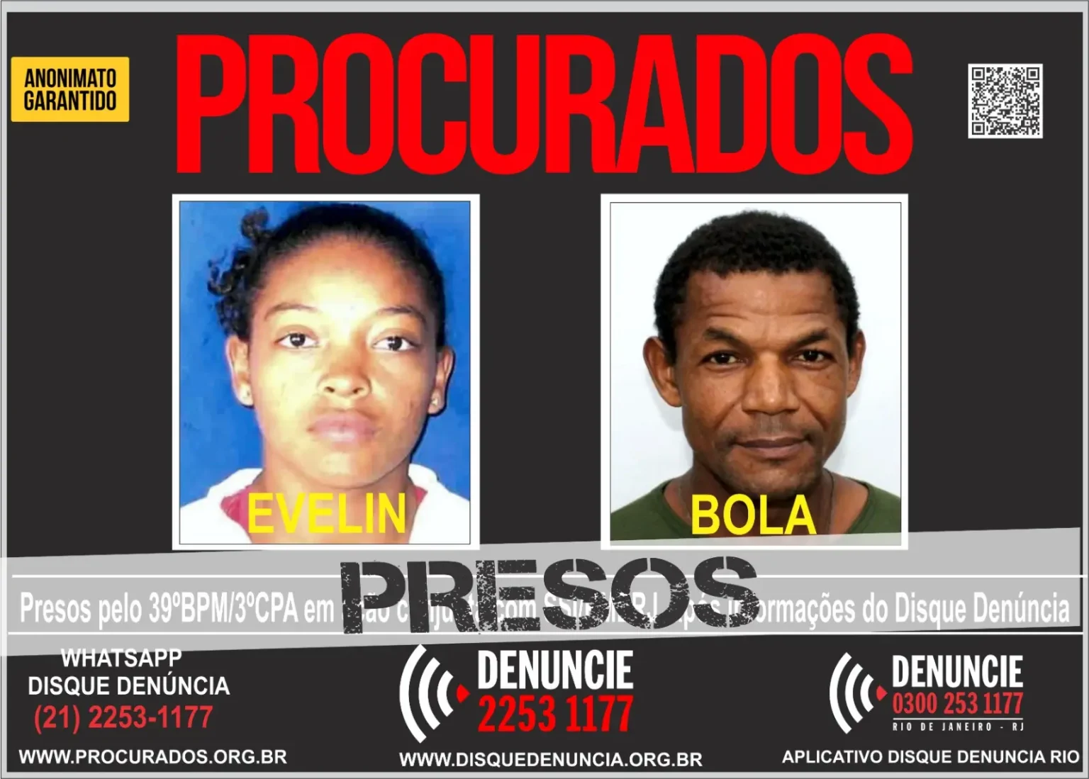 Com apoio do Disque Denúncia, PM prende em Belford Roxo dois foragidos da Justiça de Minas Gerais