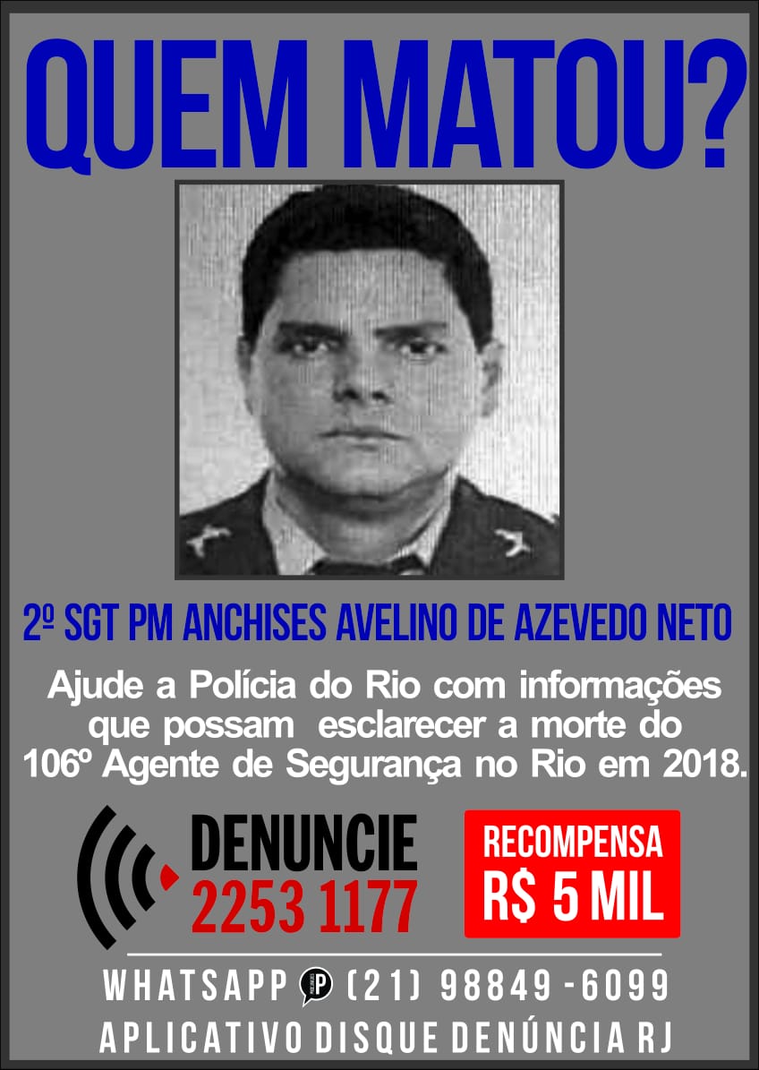 Ajude a Polícia do Rio com informações que levem a identificação dos envolvidos na morte do 106º agente de segurança no Rio