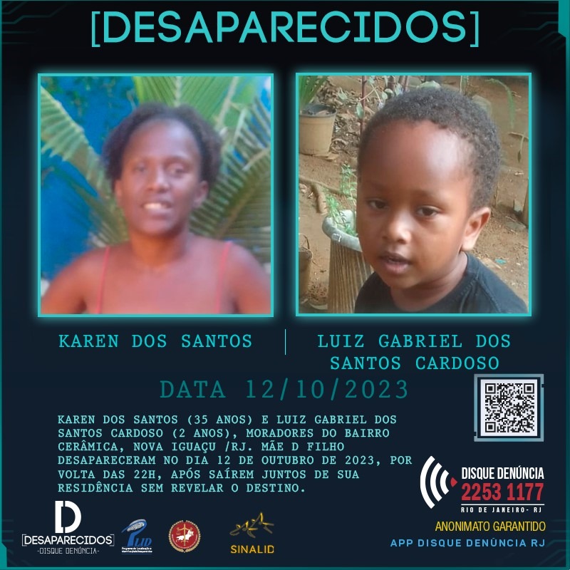 Onde estão Karen dos Santos e Luiz Gabriel dos Santos Cardoso?