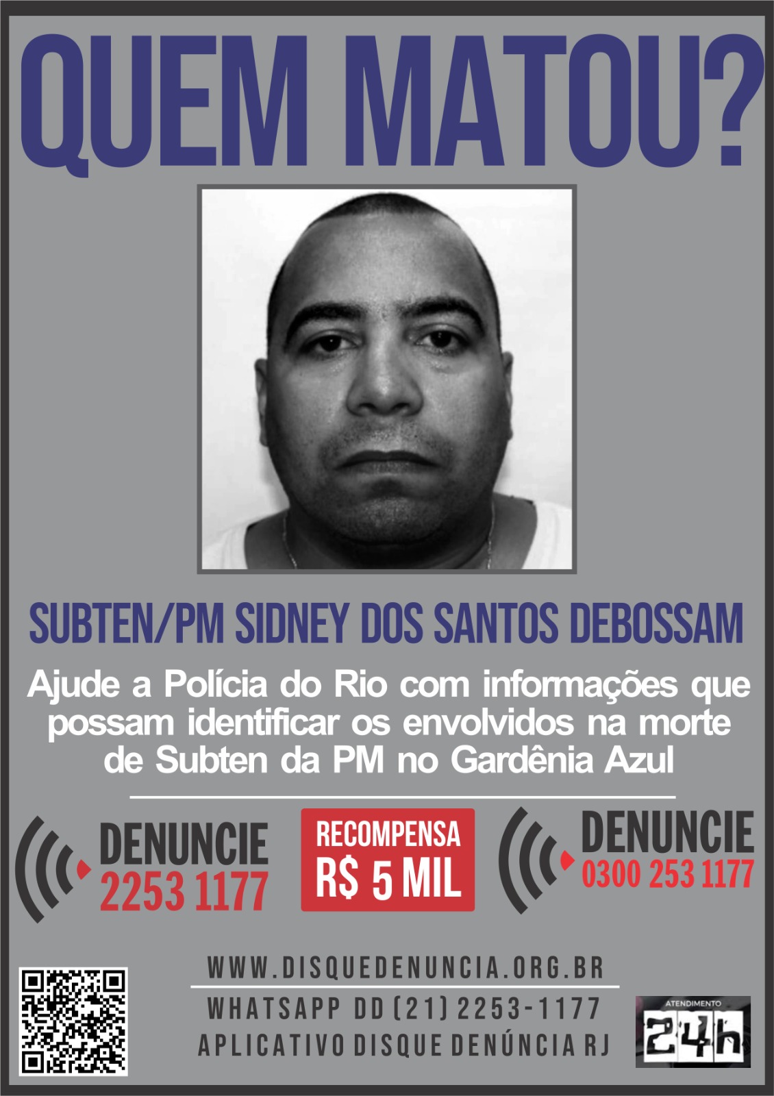 Disque Denúncia pede informações sobre envolvidos na morte de PM no Rio