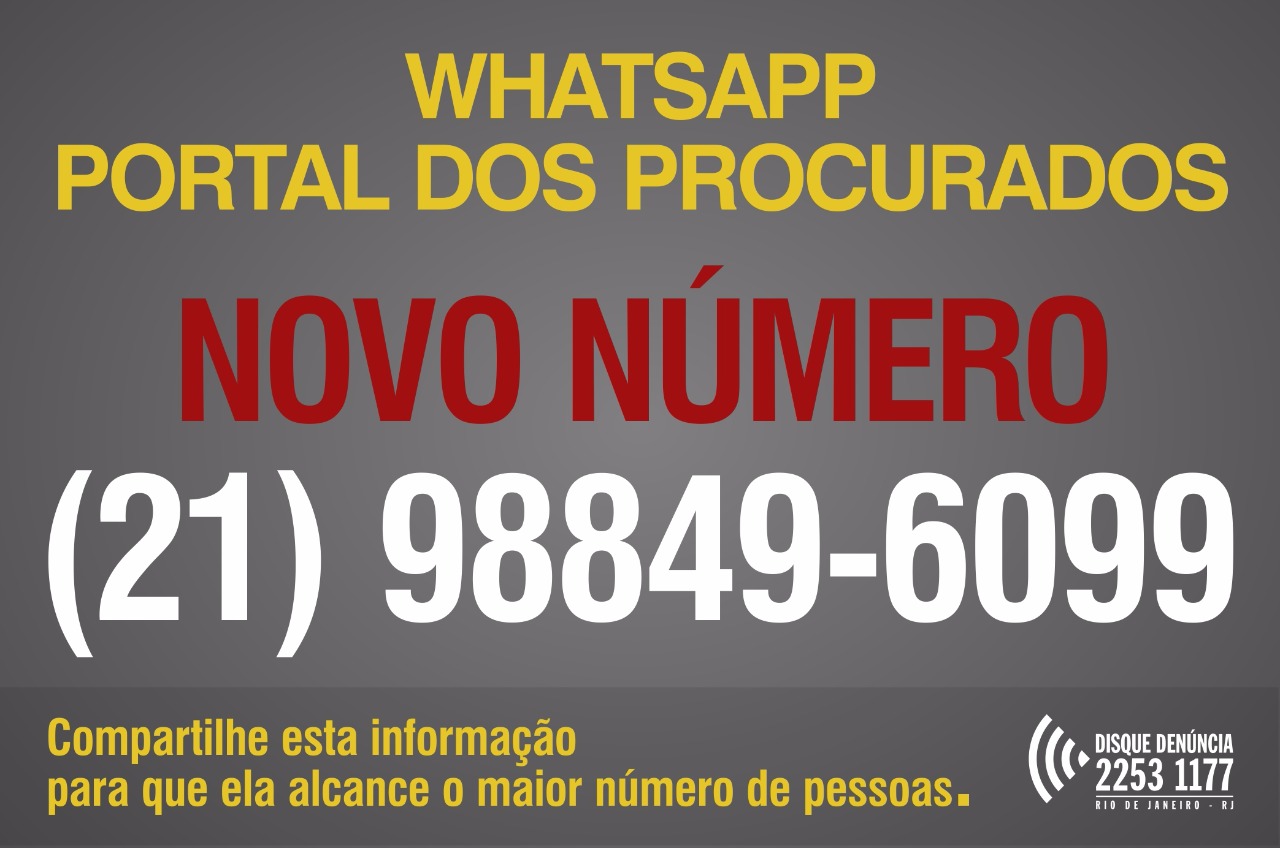 Disque-Denúncia informa que o número do WhatsApp do Portal dos Procurados mudou