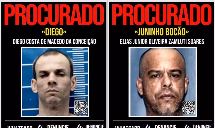 Disque Denúncia divulga cartazes de dois foragidos após não retornarem de saída temporária