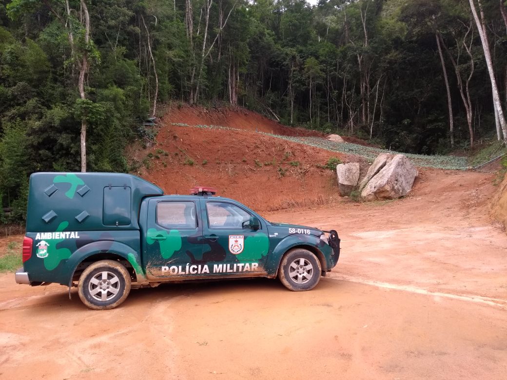 Homem é autuado por policiais militares pelo crime de desmatamento em Teresópolis após informações do Linha Verde