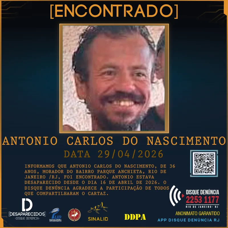 Antonio Carlos do Nascimento, de 36 anos, foi encontrado